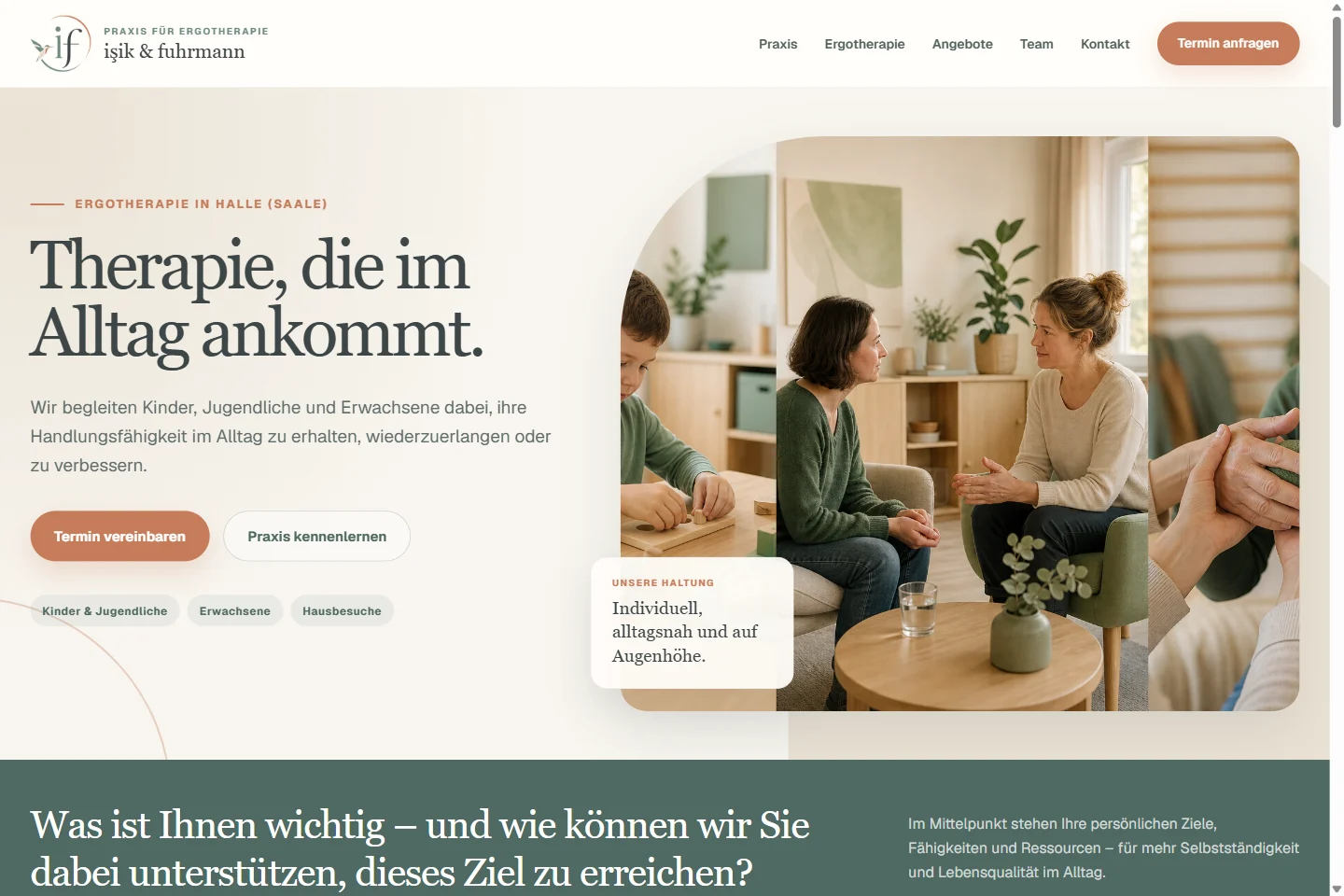 Website der Praxis für Ergotherapie Işik & Fuhrmann